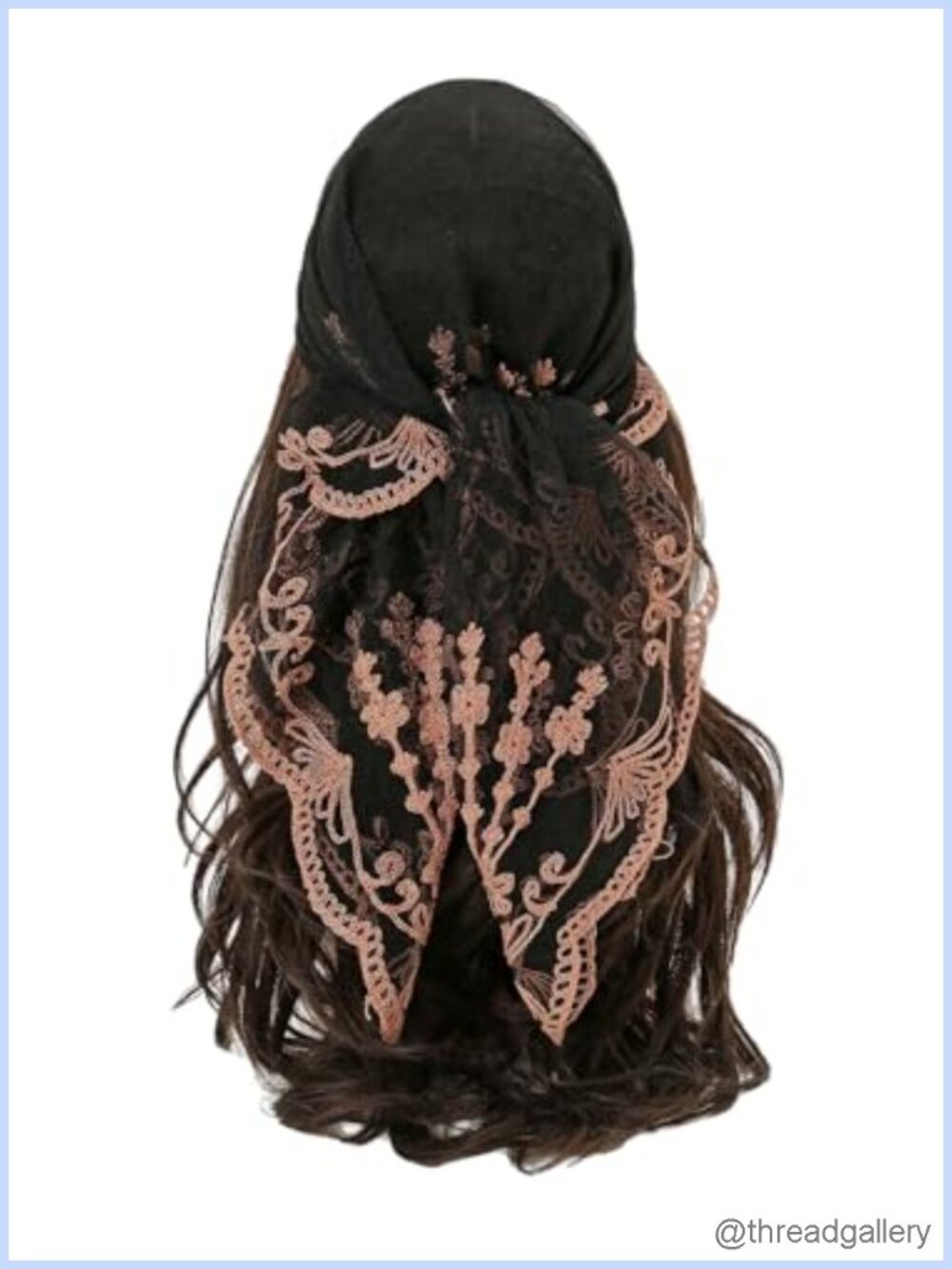 Floerns Women's Sheer Lace Flower Embroidery Hair Scarf Bandana.